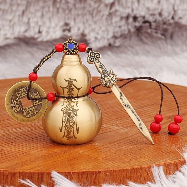 Brass Sword Gourd Five Emperors Coins Ornaments - Image 6